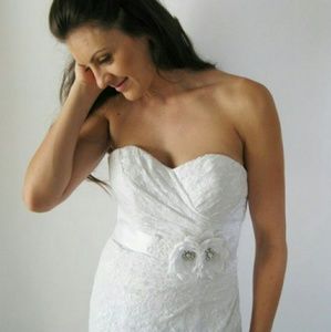 Wedding Flower Sash. Wedding White Flower Sash. Br